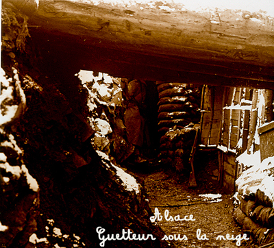 Diapos de la guerre de 1914/1918 - guetteur sous la neige